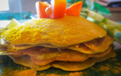 Pancake d’été au concombre, menthe et curcuma (sans gluten)